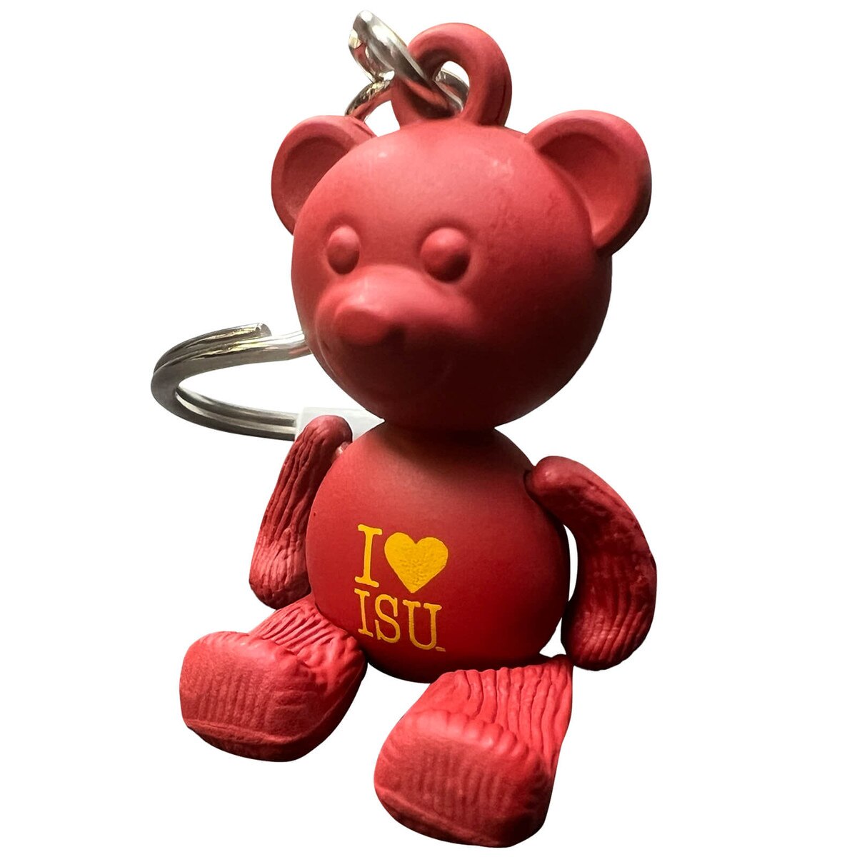 I Heart ISU Cardinal Bear Keychain (2"x1")